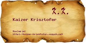 Kaizer Krisztofer névjegykártya